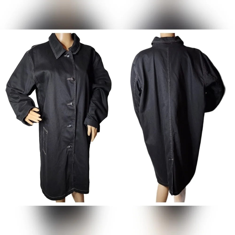Denim&Co Black Denim Longline Button Jacket Women's Size 1X - Picture 7 of 16